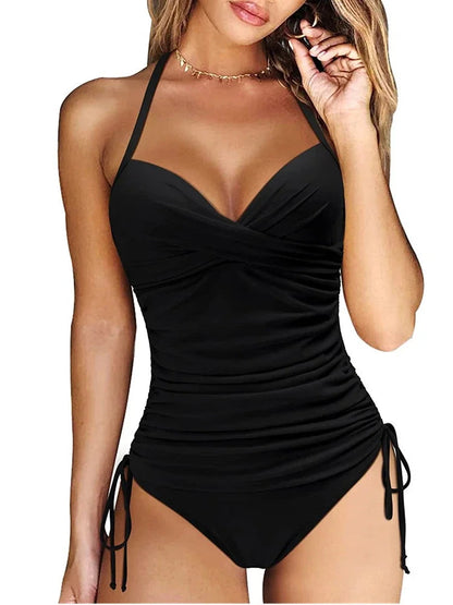 Elegante Halter Tankini Set met Twistdetail en Comfortpasvorm