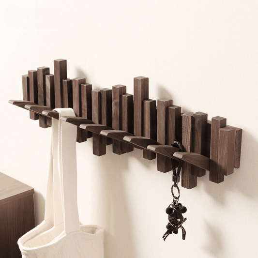 Houten Wandkapstok met Opklapbare Haken en Minimalistisch Design