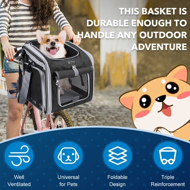 PawRider Fietsmand voor Huisdieren – Uitbreidbare Draagmand voor Hond of Kat