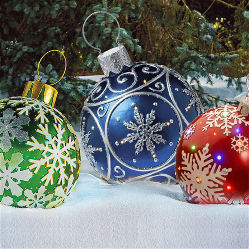 Feestelijke Opblaasbare Buitenbal 60 cm – Weerbestendige PVC Kerstdecoratie