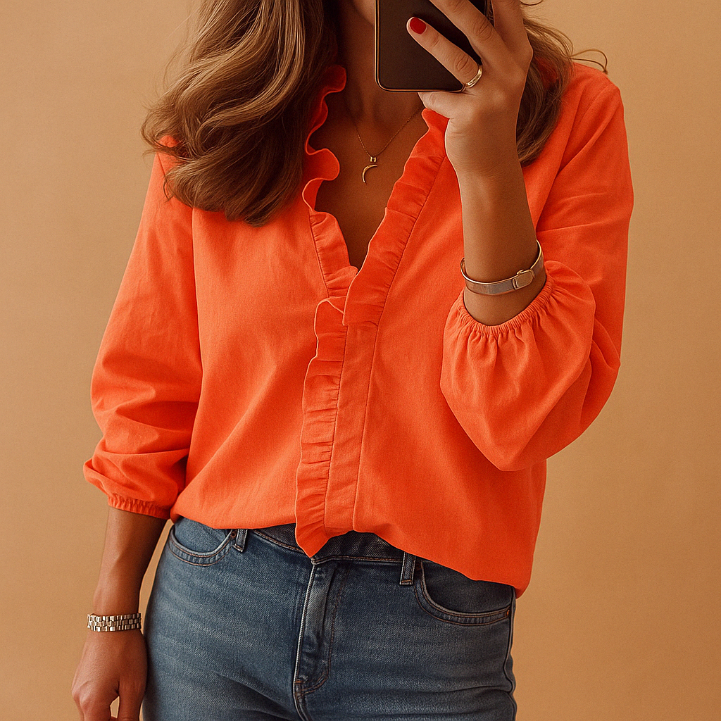 Elegante Dames Blouse met Ruches – Casual & Chic