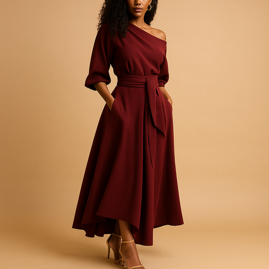 Zonneglans Damesjurk met Tailleband – Elegant en Comfortabel