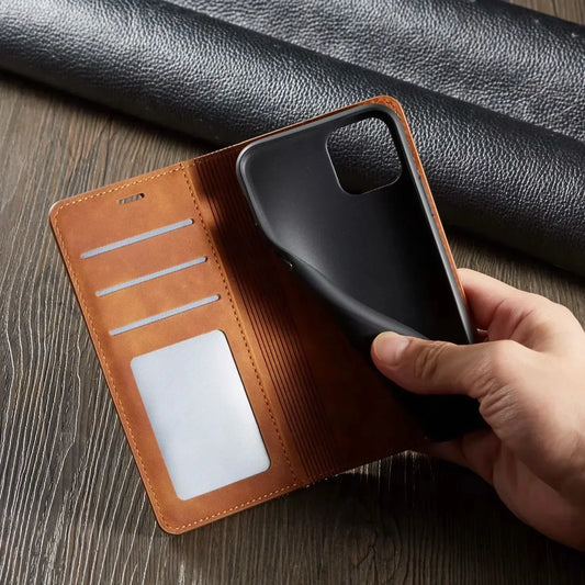 Lederen iPhone hoesje met magneetring – beschermend en magnetisch