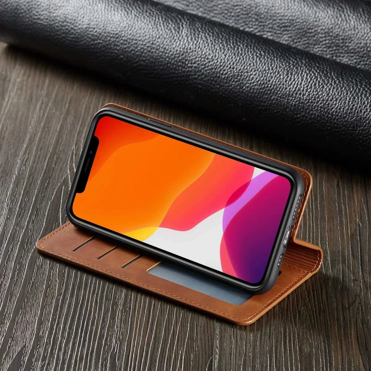 Lederen iPhone hoesje met magneetring – beschermend en magnetisch