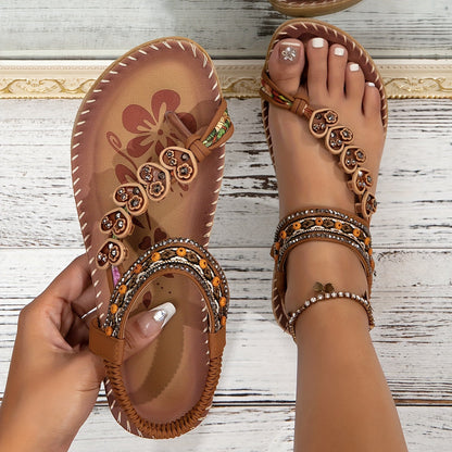 Dames Comfort Sandalen met Verstelbare Bandjes en Kralen