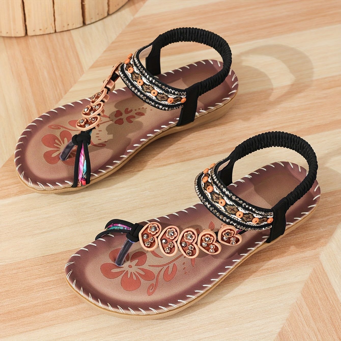 Dames Comfort Sandalen met Verstelbare Bandjes en Kralen