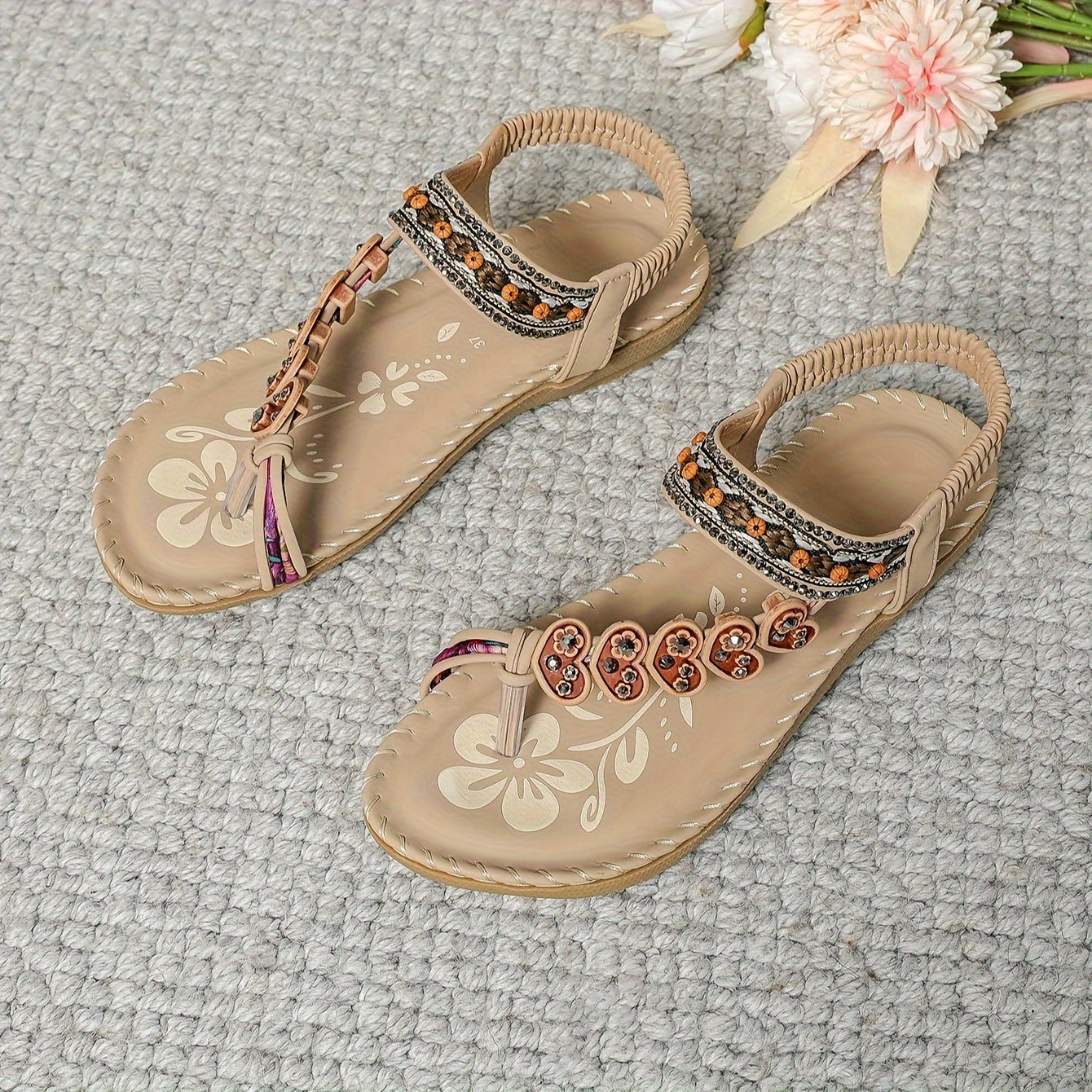 Dames Comfort Sandalen met Verstelbare Bandjes en Kralen