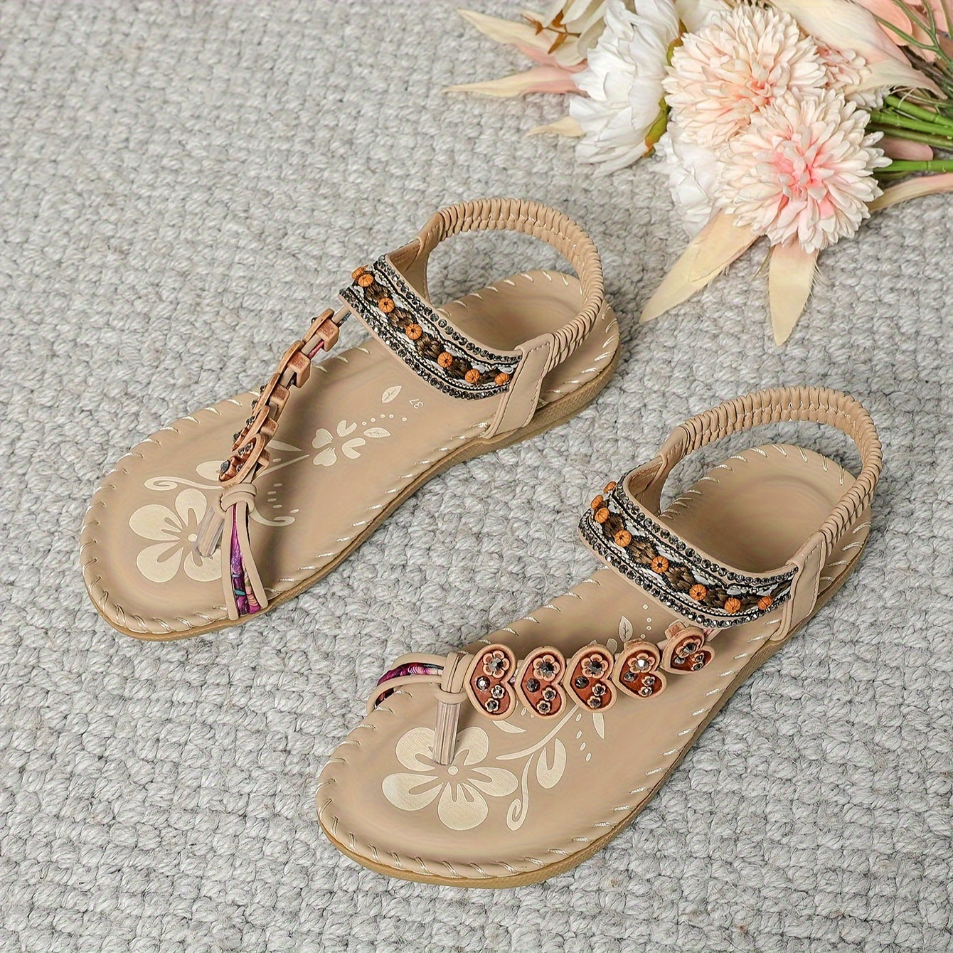 Dames Comfort Sandalen met Verstelbare Bandjes en Kralen