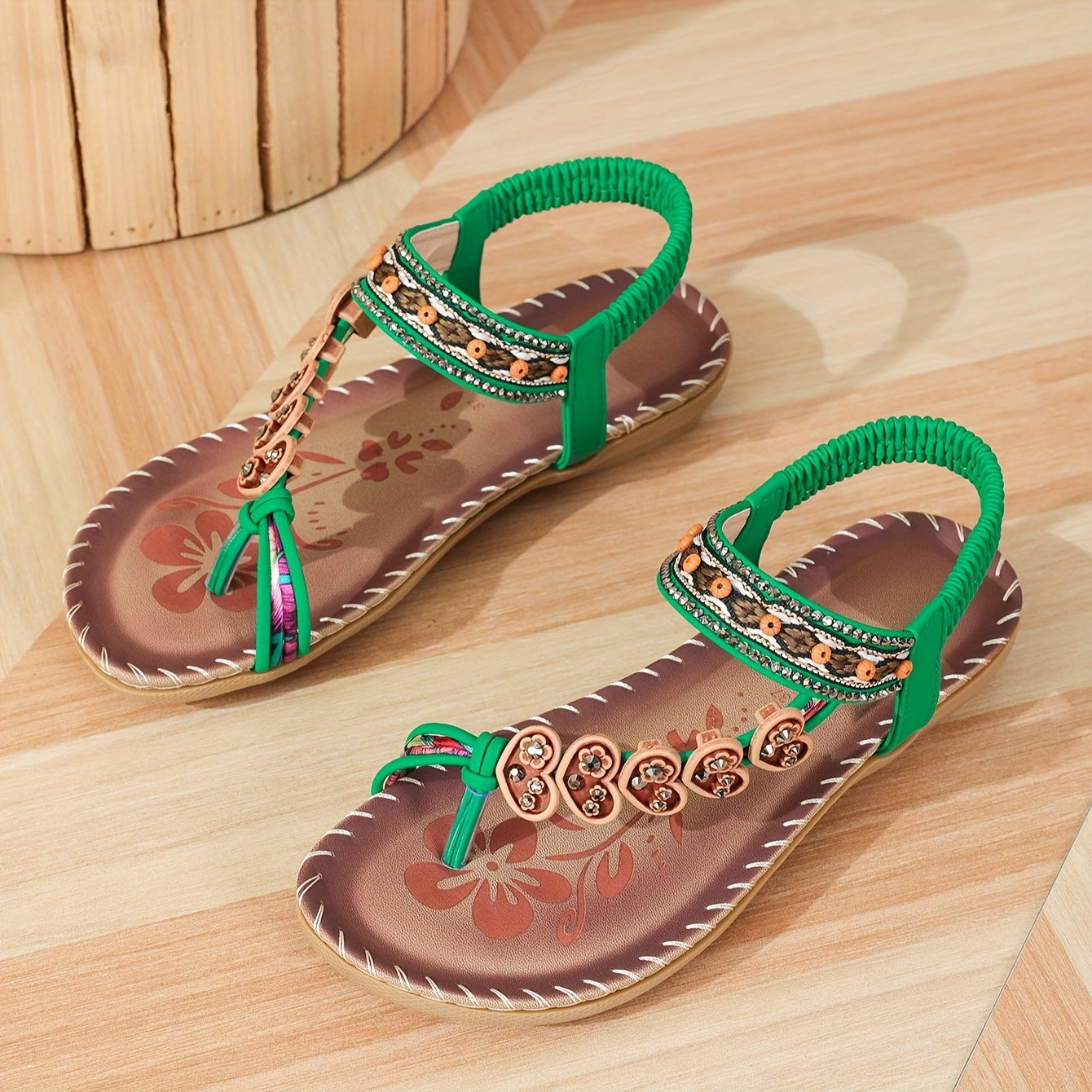 Dames Comfort Sandalen met Verstelbare Bandjes en Kralen