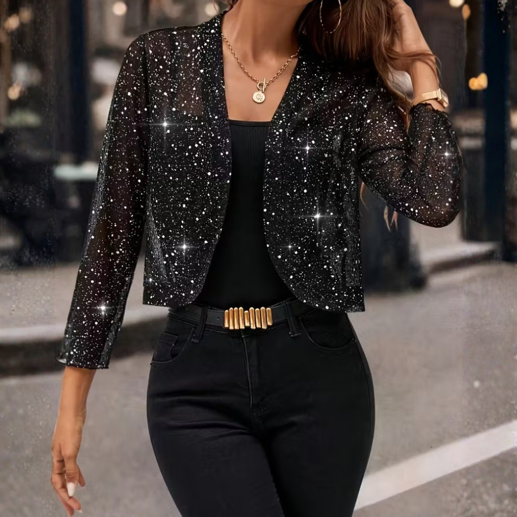 Glitter Pailletten Cardigan - Dames Vestjas met Sprankelende Afwerking
