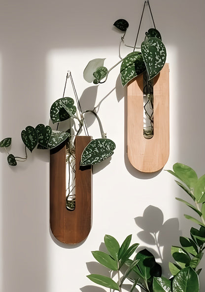 Houten Wandplantenhouder Set voor Kamerplanten en Decoratie