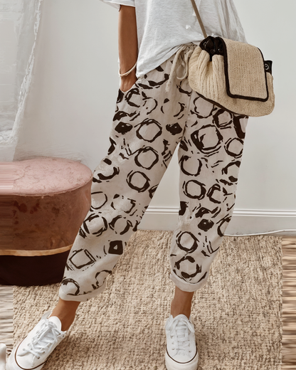 LinnenLook Damesbroek – Stijlvolle Linnen Broek met Elastische Taille