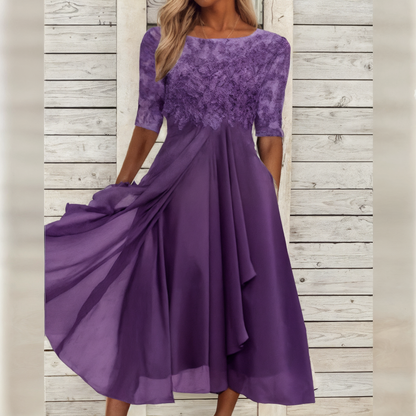 LivaBelle – Zomerse Midi-jurk met Trendprint en Elegante Pasvorm