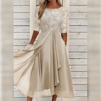 LivaBelle – Zomerse Midi-jurk met Trendprint en Elegante Pasvorm