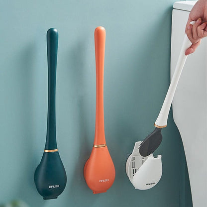 Hygiënische Siliconen Toiletborstel met Wandhouder en Sneldrogend Design