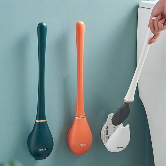 Hygiënische Siliconen Toiletborstel met Wandhouder en Sneldrogend Design