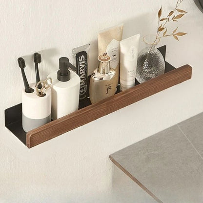 Massief houten badkamer wandplank zonder boren – Natuurlijk design