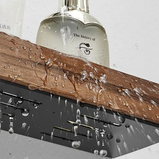 Massief houten badkamer wandplank zonder boren – Natuurlijk design