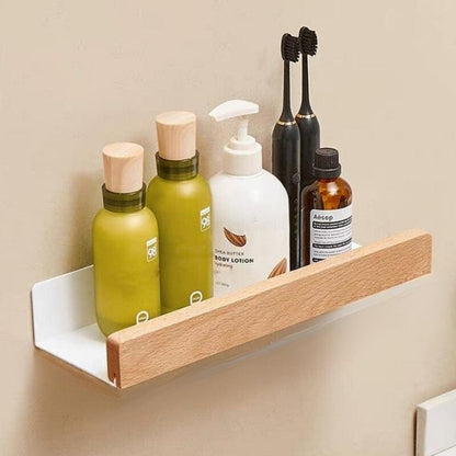Massief houten badkamer wandplank zonder boren – Natuurlijk design