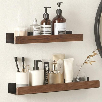 Massief houten badkamer wandplank zonder boren – Natuurlijk design