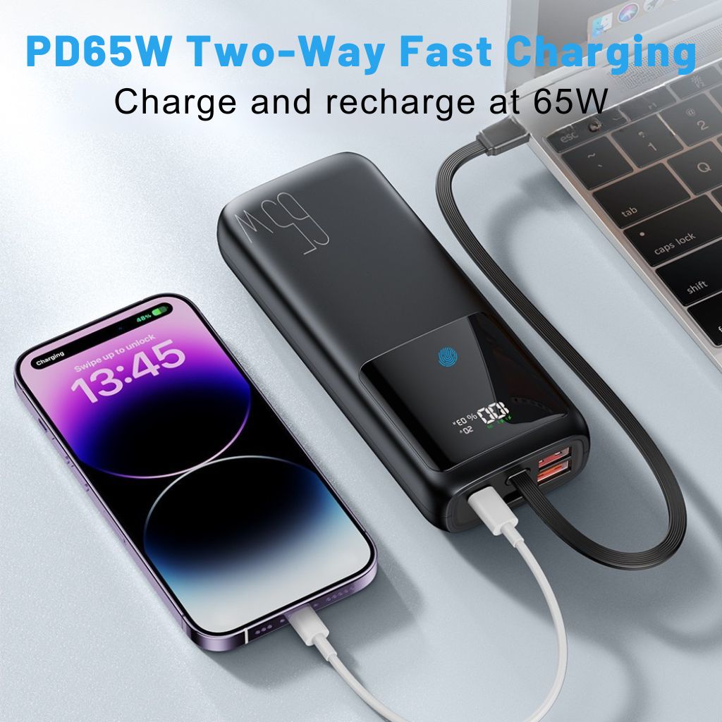 VoltMate Pro 65W – Slimme Multilaad Powerbank met Touch Display