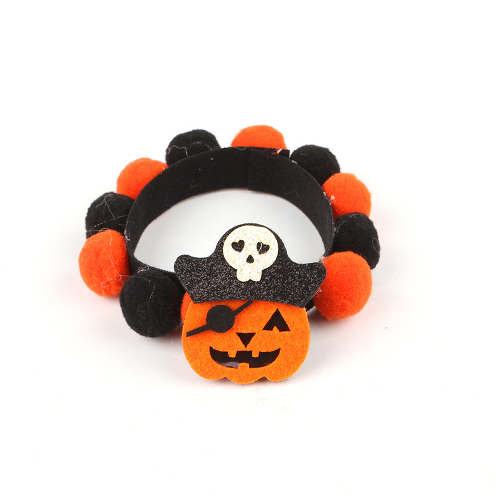 Halloween Huisdier Halsband – Verstelbare Honden en Katten Kraag met Pompoen en Schedel Designs