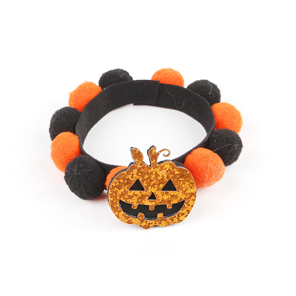 Halloween Huisdier Halsband – Verstelbare Honden en Katten Kraag met Pompoen en Schedel Designs