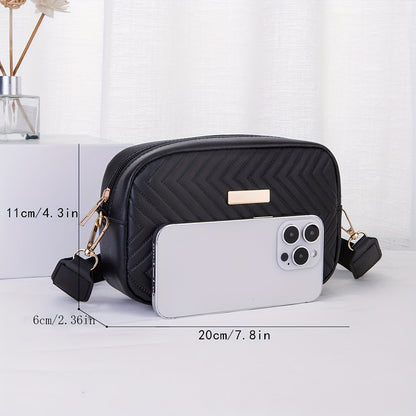 NoirGlitz Gewatteerde PU Messengerbag – Zwarte Elegante Schoudertas met Pailletten en Verwijderbare Band
