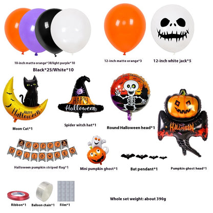 Halloween Ballonenset – Zwart Oranje Paars met Pompoenprint