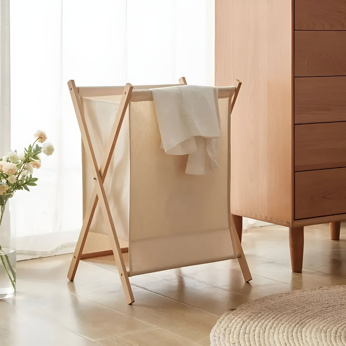 Opvouwbare houten wasmand – Massief hout, decoratief en functioneel