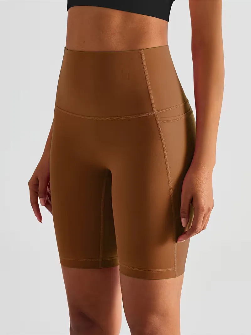 Dames Sportshort met Hoge Taille en Zijzak Ademend