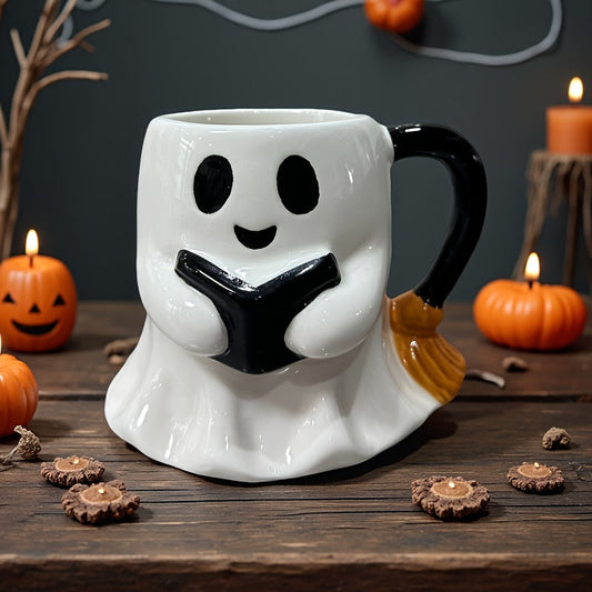 Halloween Spookjesmok – Keramische Mok met Lachend Spook Ontwerp