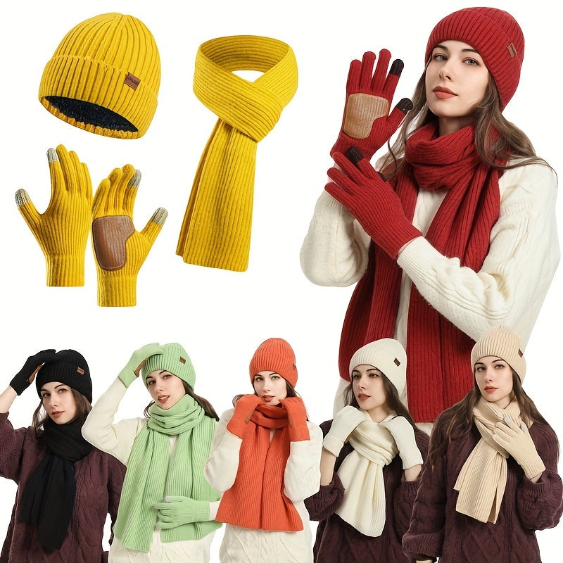 Wintercomfort Set – Gebreide Muts, Sjaal en Handschoenen voor Unisex