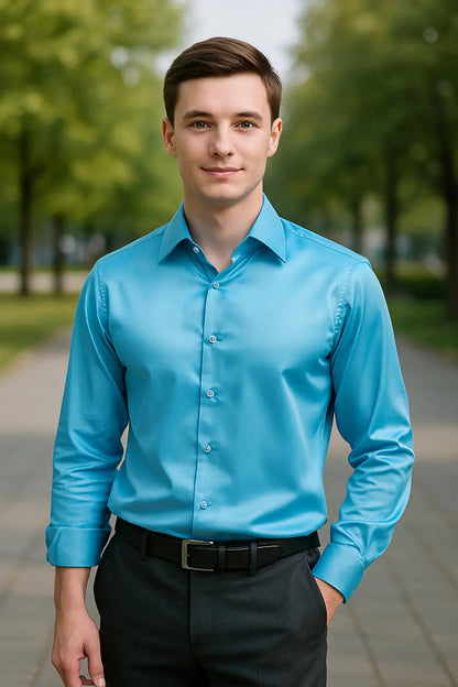 Heren Overhemd SatinElegance – Luxe Satijnen Slim Fit Blouse met Lange Mouw