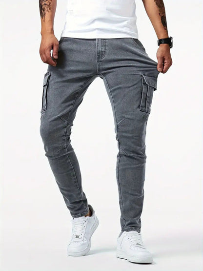 Heren Cargo Jeans UrbanFlex – Slim Fit Stretch Denim met Multifunctionele Zakken