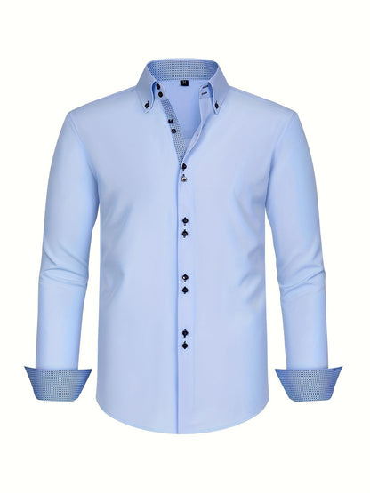 Heren Overhemd BlueDuo – Dubbelrijig, Ademend en Elegant