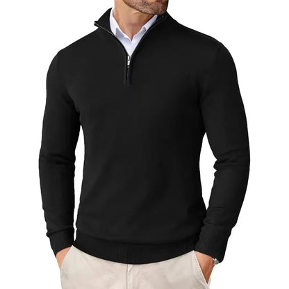 Heren HalfZip Comforttrui met zachte fijngebreide stof en opstaande kraag