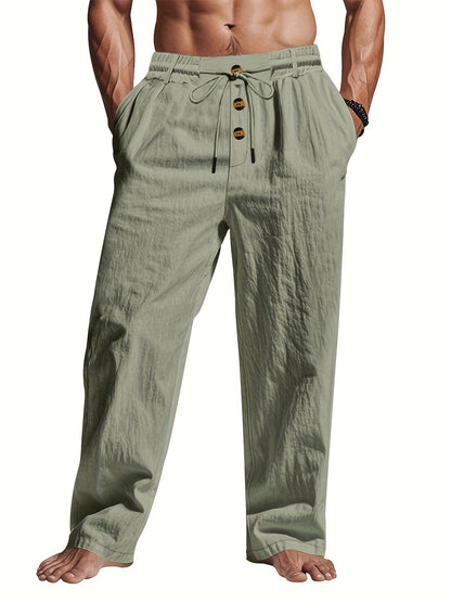 Heren Linnenbroek BreezeFit – Ademend Zomercomfort met Multi-Knoop Design