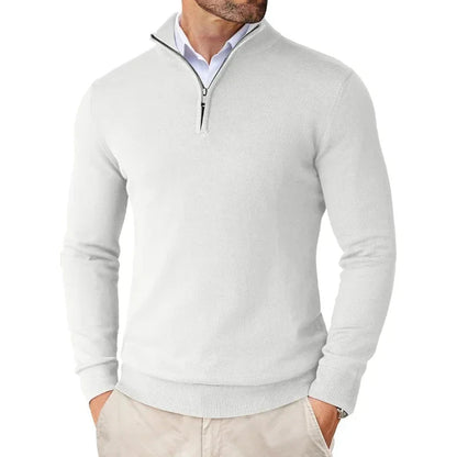Heren HalfZip Comforttrui met zachte fijngebreide stof en opstaande kraag