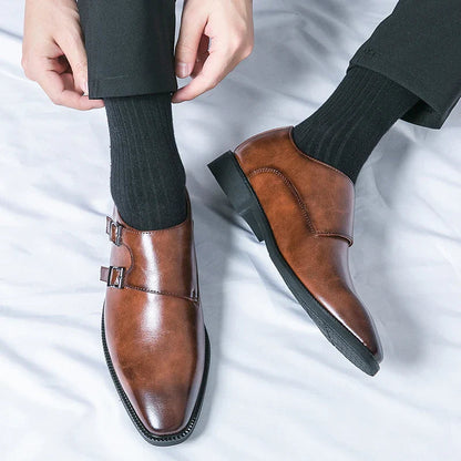 Heren Elegantie Leren Monkstrap Schoenen met gevoerde binnenzool