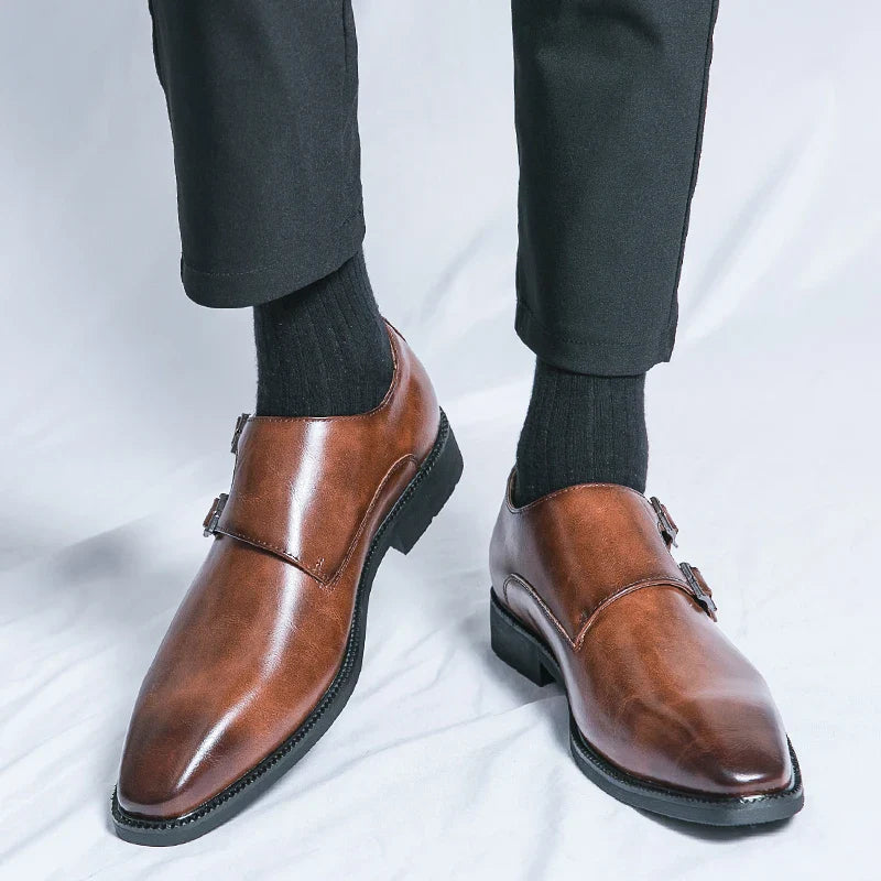 Heren Elegantie Leren Monkstrap Schoenen met gevoerde binnenzool