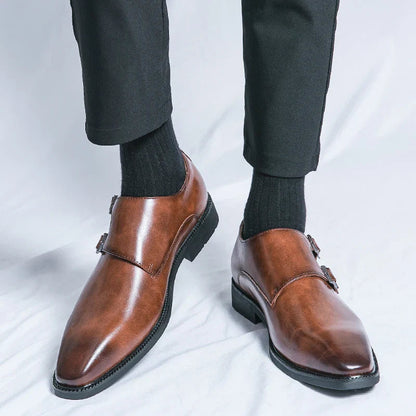 Heren Elegantie Leren Monkstrap Schoenen met gevoerde binnenzool