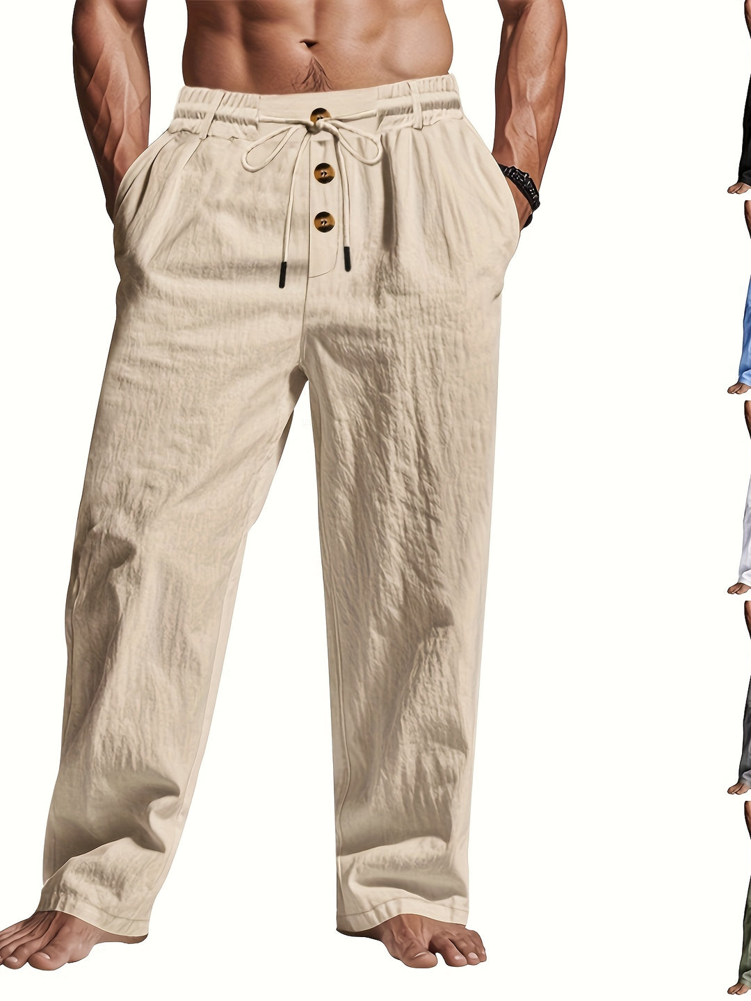 Heren Linnenbroek BreezeFit – Ademend Zomercomfort met Multi-Knoop Design