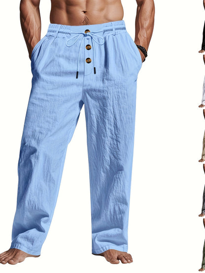 Heren Linnenbroek BreezeFit – Ademend Zomercomfort met Multi-Knoop Design