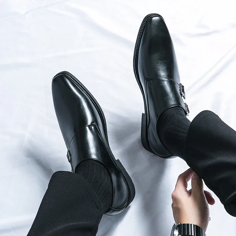 Heren Elegantie Leren Monkstrap Schoenen met gevoerde binnenzool