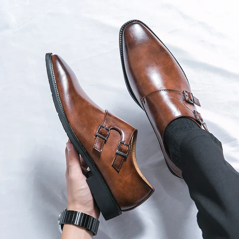 Heren Elegantie Leren Monkstrap Schoenen met gevoerde binnenzool