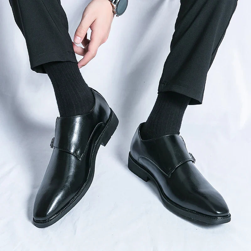 Heren Elegantie Leren Monkstrap Schoenen met gevoerde binnenzool