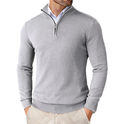 Heren HalfZip Comforttrui met zachte fijngebreide stof en opstaande kraag