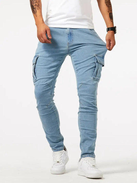 Heren Cargo Jeans UrbanFlex – Slim Fit Stretch Denim met Multifunctionele Zakken
