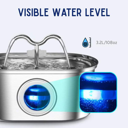 Katten Waterfontein van Roestvrij Staal – Stil, Hygiënisch en BPA-vrij – 2L Capaciteit